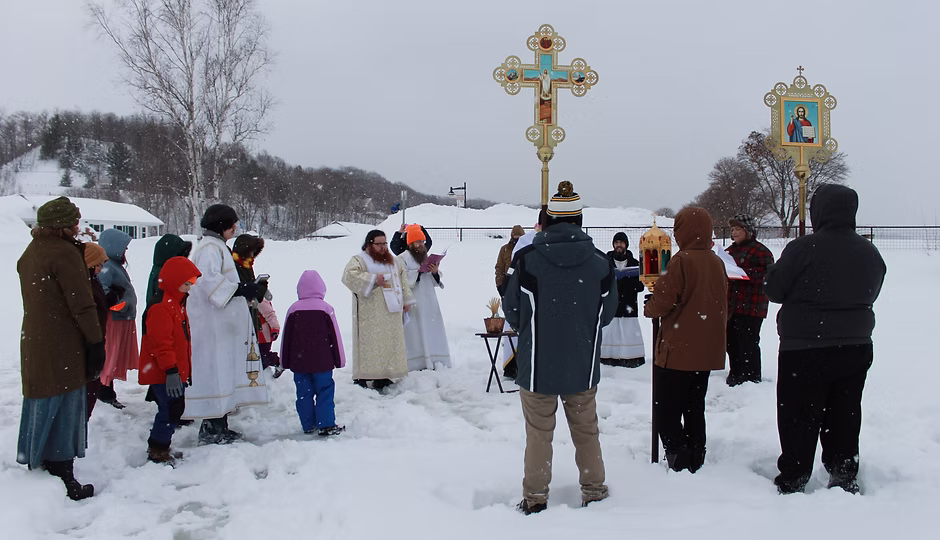 Photo of the blessing of waters during Theophany.